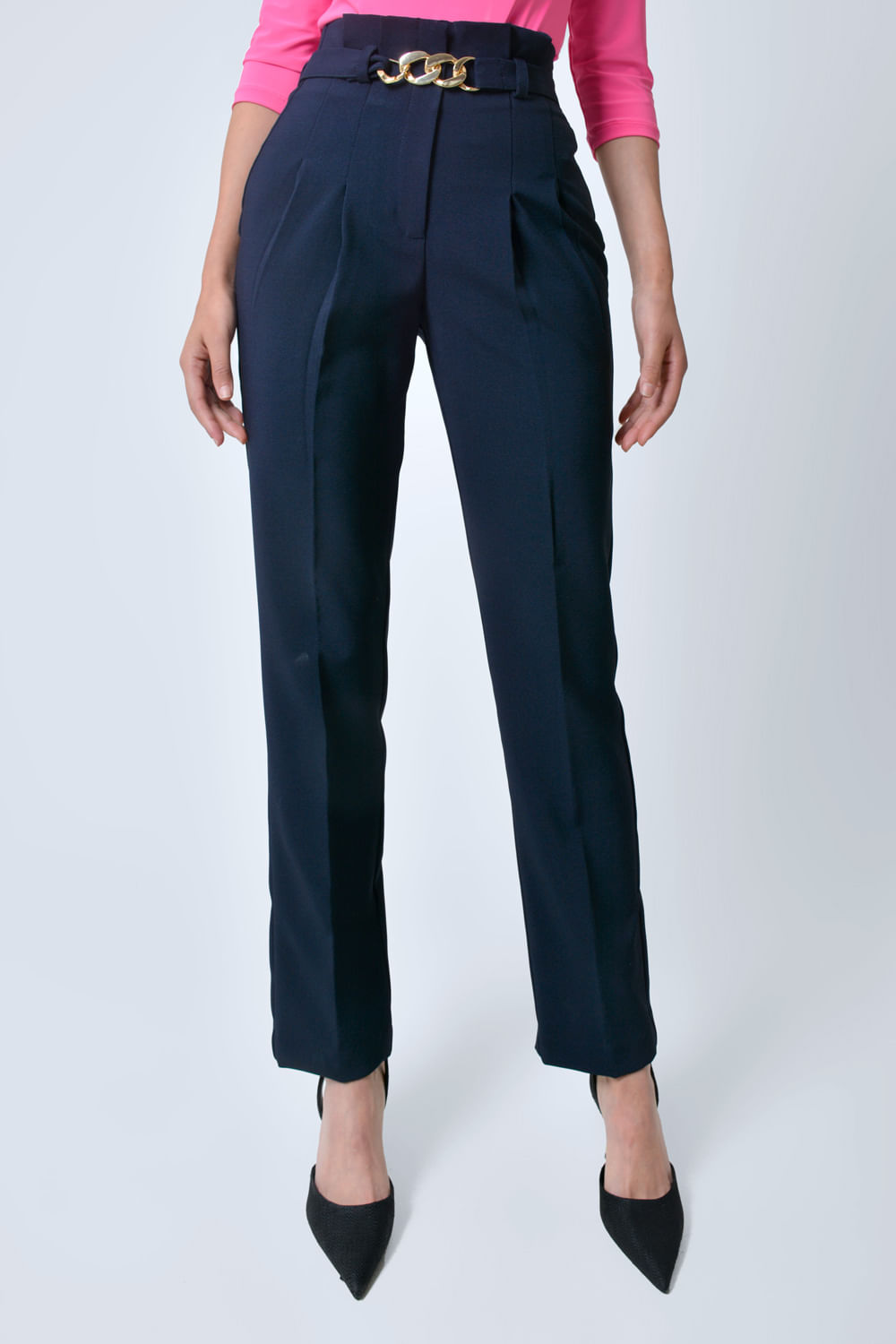 Pantalones clásicos azules con cinturón para mujer, pantalones de sastrería  para mujer, pantalones de cintura alta para mujer, pantalones Zatr 2023 -  AliExpress