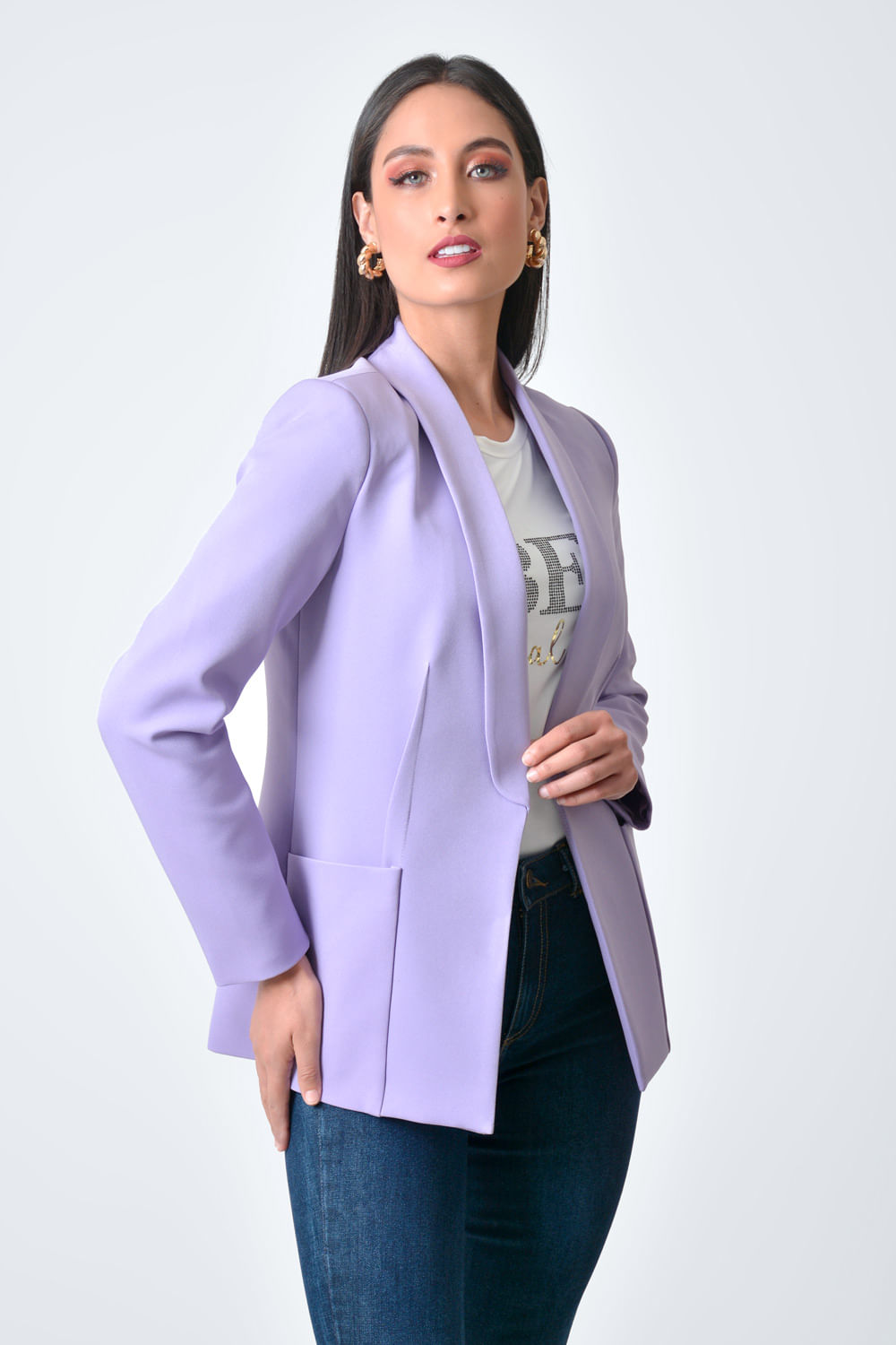 Chaquetas Americanas para Mujer Blazer de Cuello Esmoquin Unicolor (Color :  Violet Purple, Size : X-Small) : : Ropa, Zapatos y Accesorios