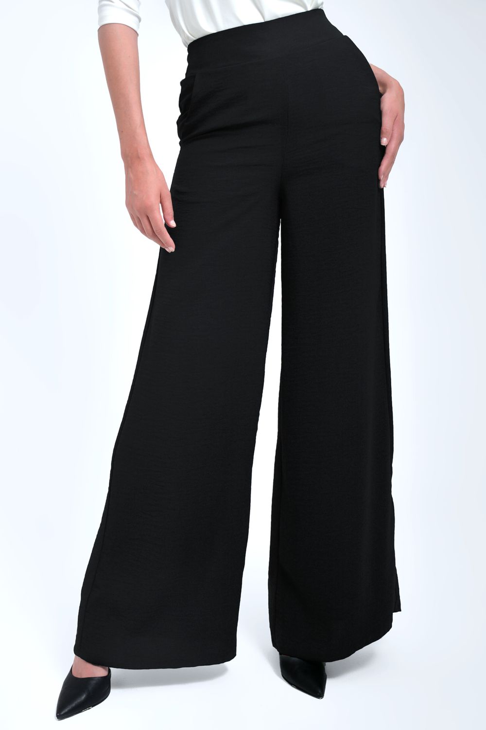 Pantalón Mujer Clásico En Tejido Plano Con Cinturón En Tela - Xuss